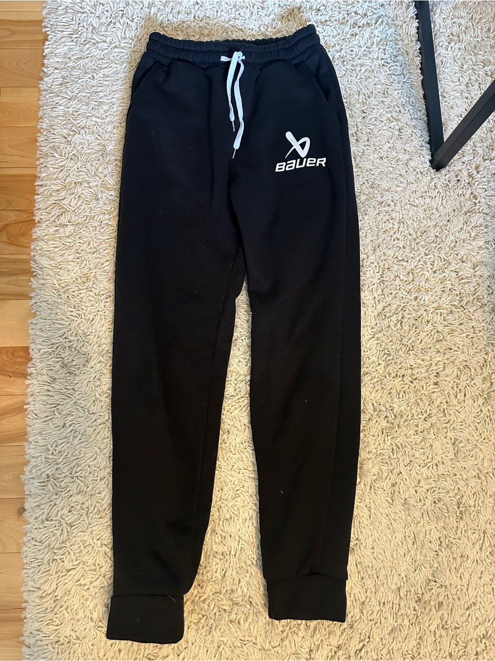 Bauer Black Sweatpants with White Drawstring
